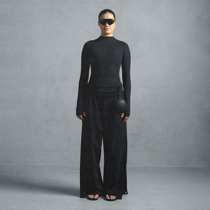 Skims Nikeskims Weightless Layers Mock Neck Long Sleeve Top Obsidian