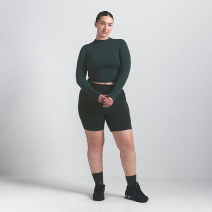 Skims Nikeskims Vintage Seamless Mock Neck Crop Top Dark Teal