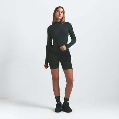 Skims Nikeskims Vintage Seamless Mock Neck Crop Top Dark Teal