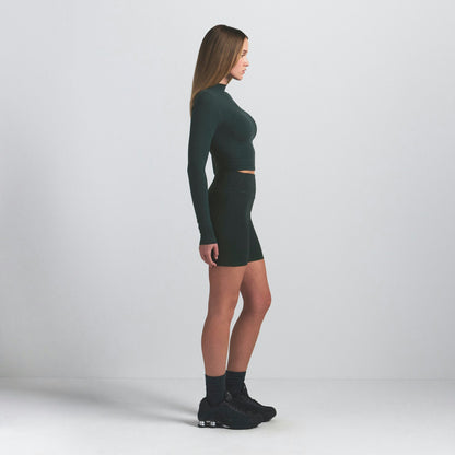 Skims Nikeskims Vintage Seamless Mock Neck Crop Top Dark Teal
