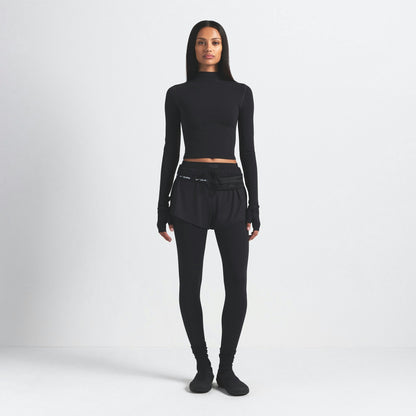 Skims Nikeskims Vintage Seamless Mock Neck Crop Top Obsidian