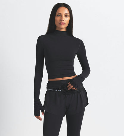 Skims Nikeskims Vintage Seamless Mock Neck Crop Top Obsidian