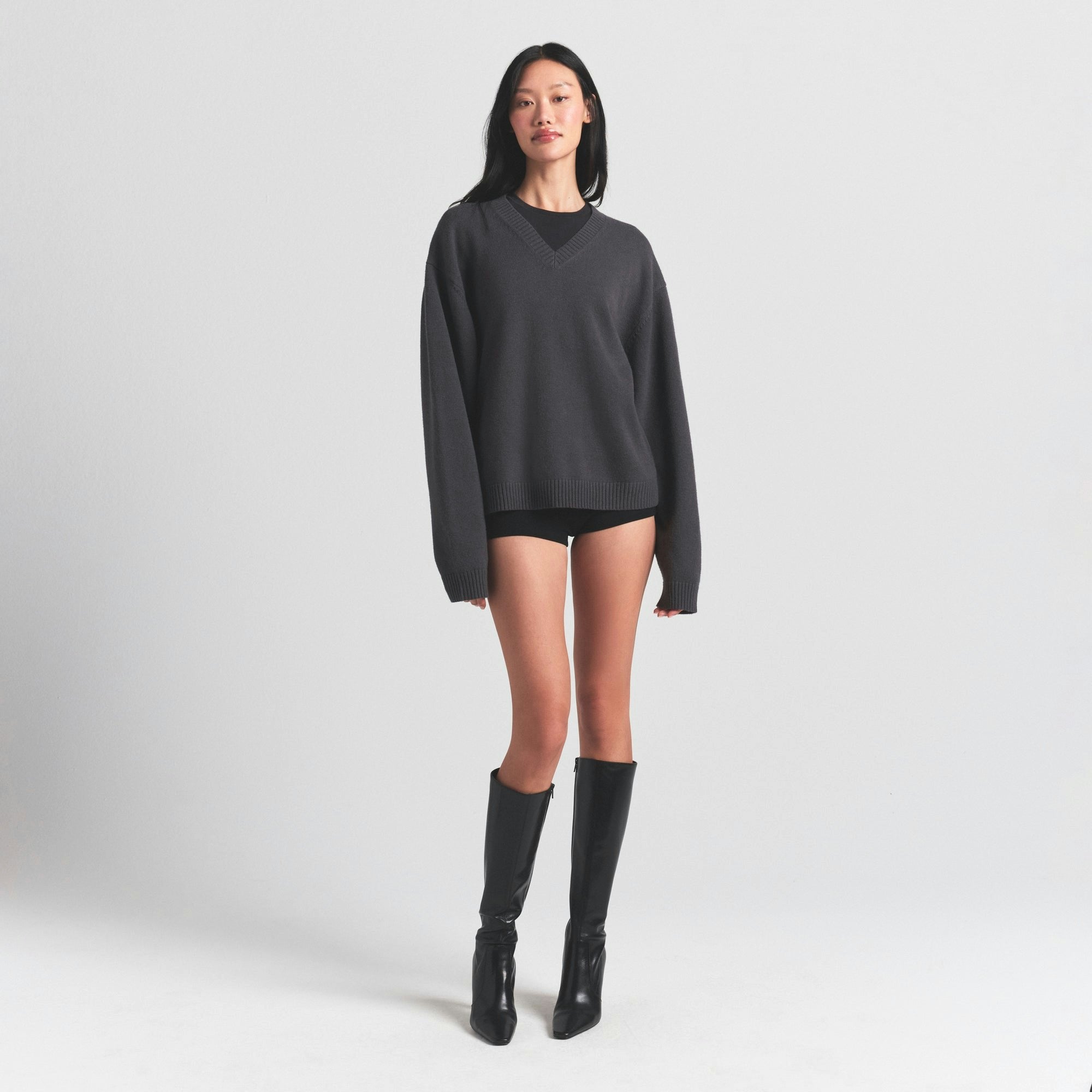 Skims Sweater Knits Pullover V Neck Ash