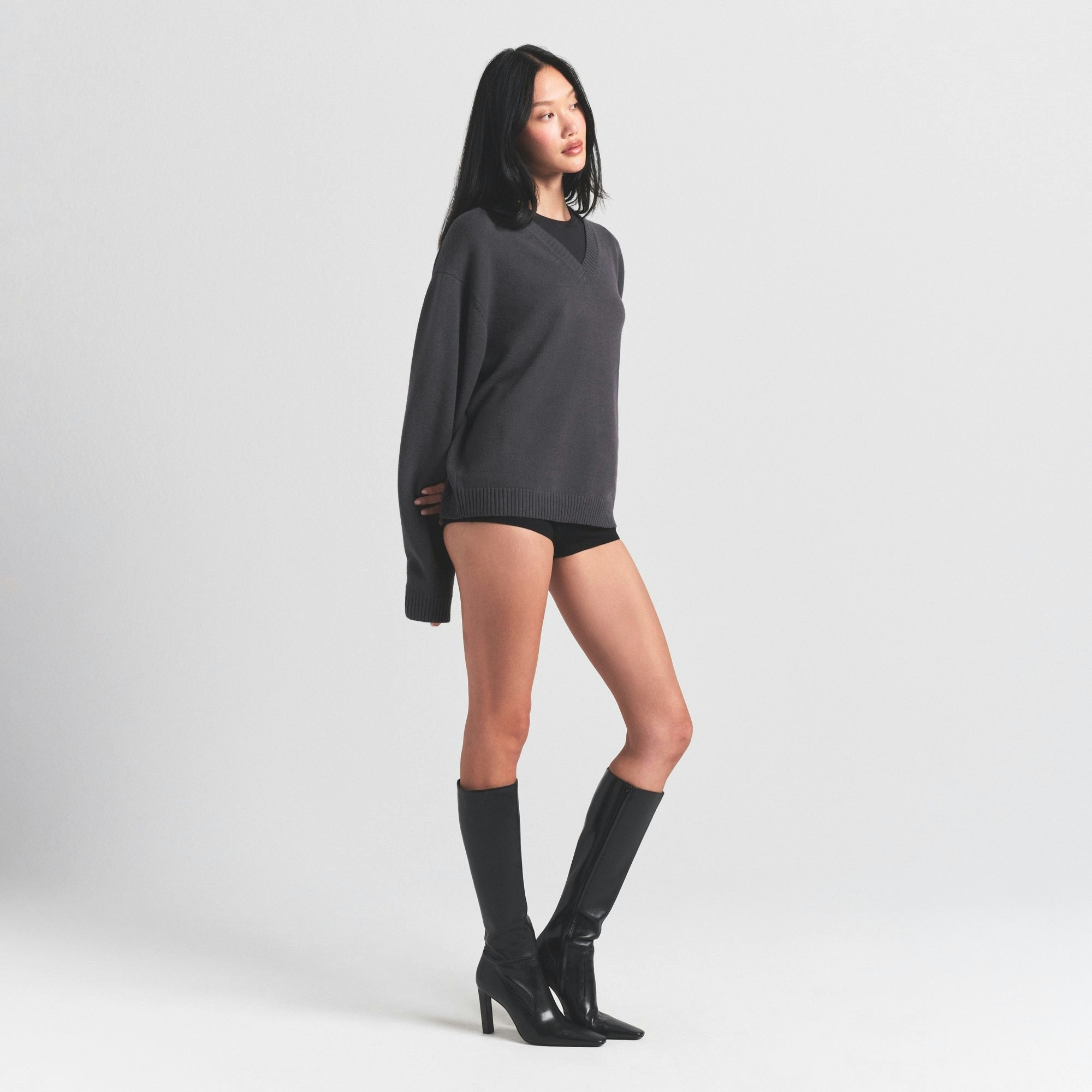 Skims Sweater Knits Pullover V Neck Ash