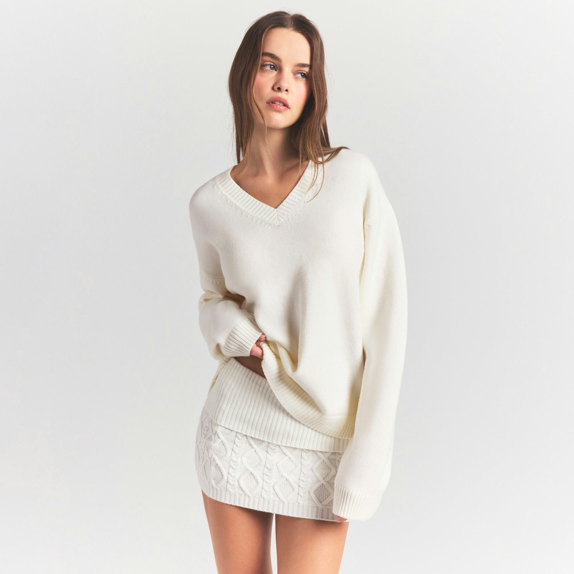Skims Sweater Knits Pullover V Neck Ivory