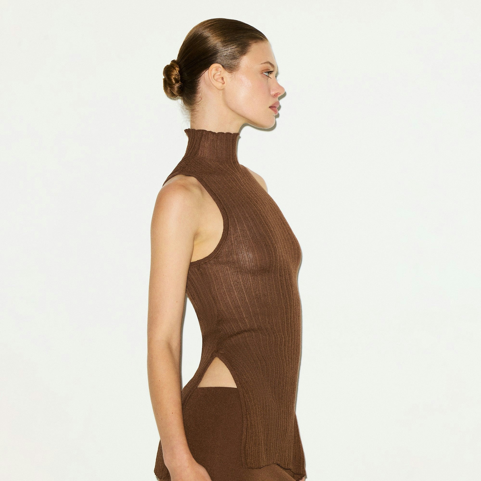 SHEER KNIT MOCK NECK TUNIC