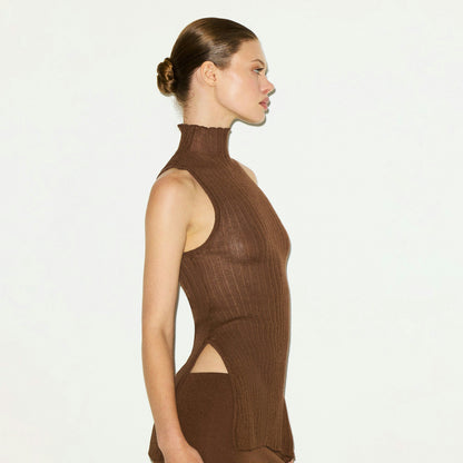 SHEER KNIT MOCK NECK TUNIC