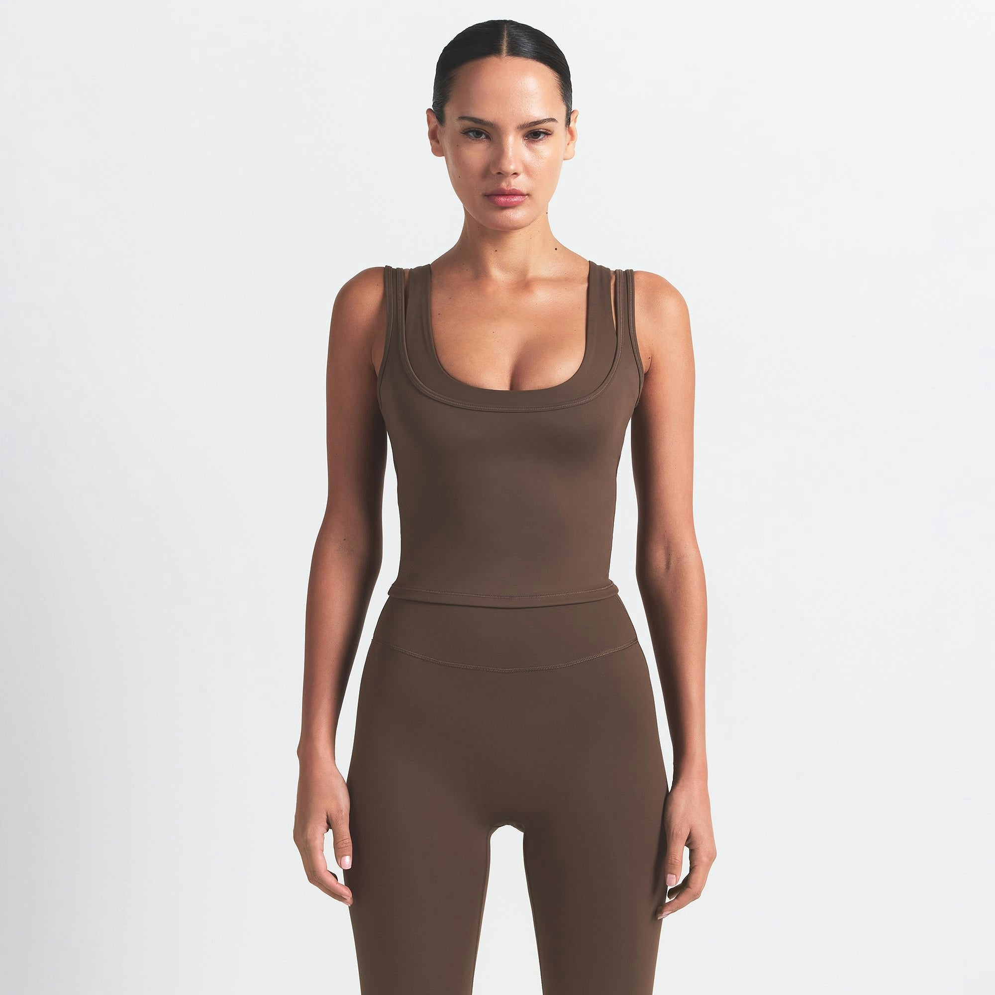 Skims Nikeskims Matte Double Strap Scoop Tank Dark Sepia