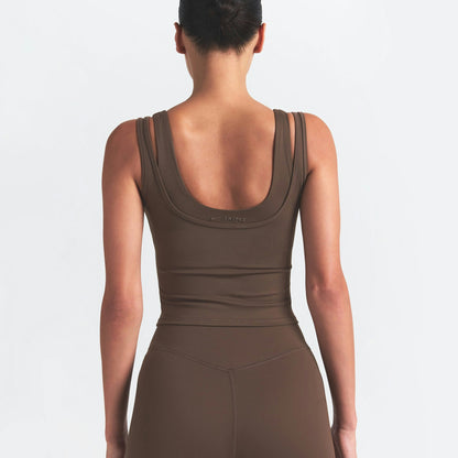 Skims Nikeskims Matte Double Strap Scoop Tank Dark Sepia