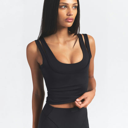 Skims Nikeskims Matte Double Strap Scoop Tank Obsidian