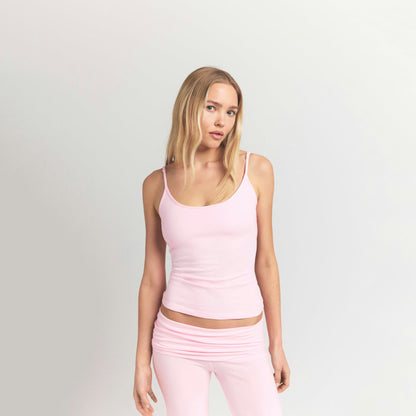Skims Cotton Jersey Scoop Neck Cami Cherry Blossom