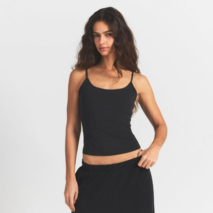 Skims Cotton Jersey Scoop Neck Cami Soot