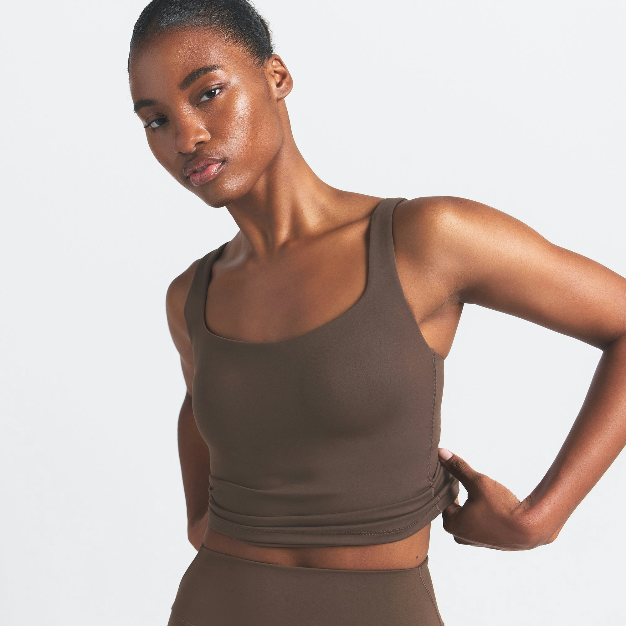 Skims Nikeskims Matte Square Neck Tank Dark Sepia
