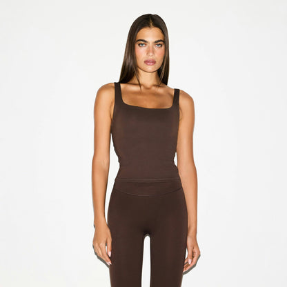 Skims Nikeskims Matte Square Neck Tank Dark Sepia