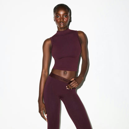 Skims Nikeskims Vintage Seamless Mock Neck Bra Top Currant