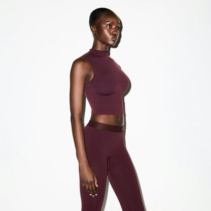 Skims Nikeskims Vintage Seamless Mock Neck Bra Top Currant