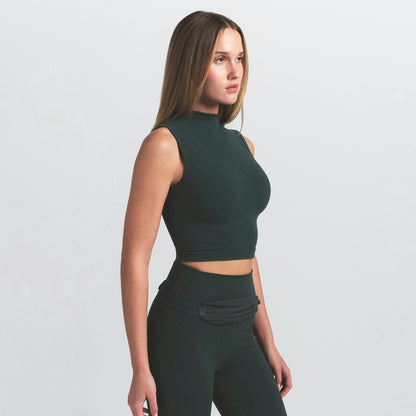 Skims Nikeskims Vintage Seamless Mock Neck Bra Top Dark Teal