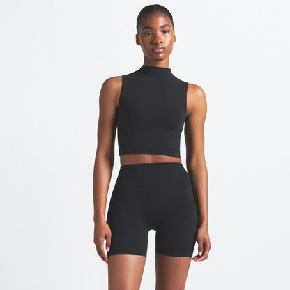 Skims Nikeskims Vintage Seamless Mock Neck Bra Top Obsidian