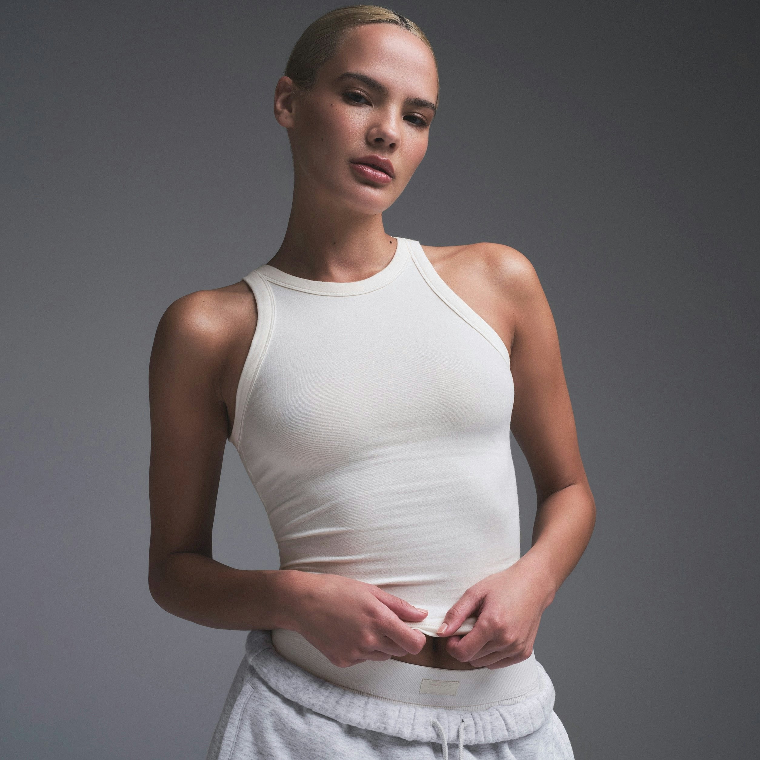 COTTON JERSEY CREW NECK TANK