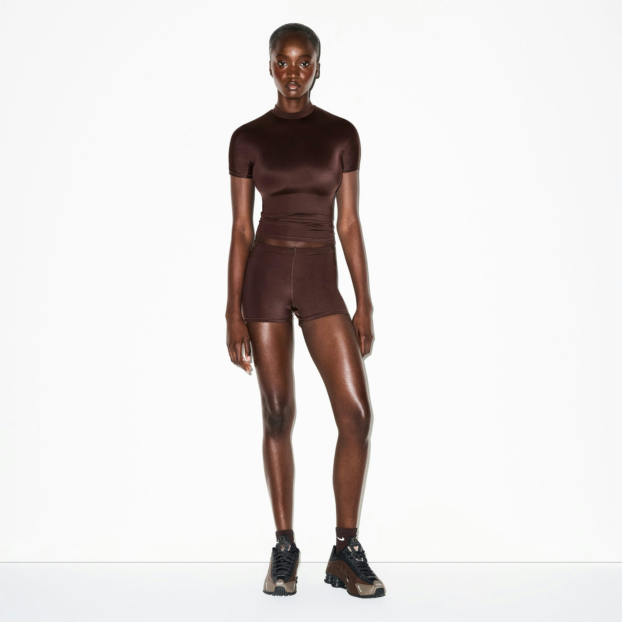 Skims Nikeskims Shine Short Sleeve Mock Neck Top Phoenix