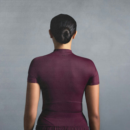 Skims Nikeskims Shine Short Sleeve Mock Neck Top Currant