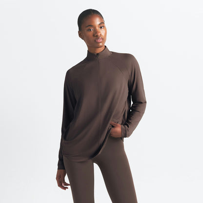 Skims Nikeskims Airy Long Sleeve Half Zip Dark Sepia