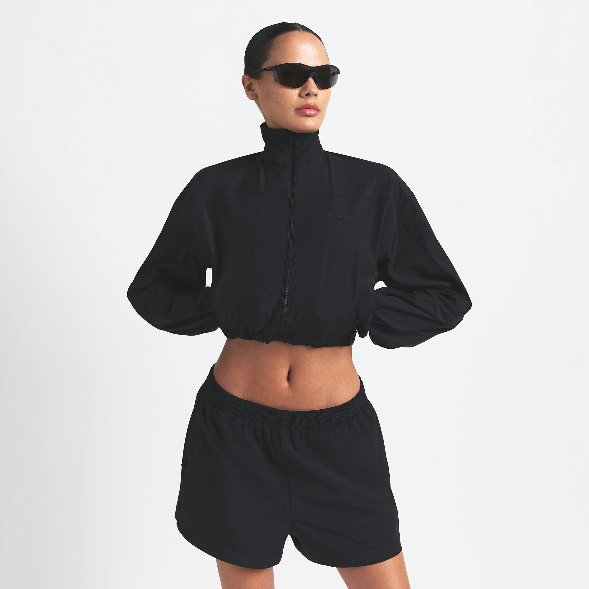 Skims Nikeskims Woven Nylon Crop Jacket Obsidian