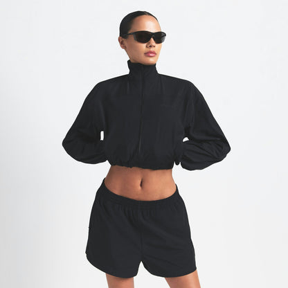 Skims Nikeskims Woven Nylon Crop Jacket Obsidian