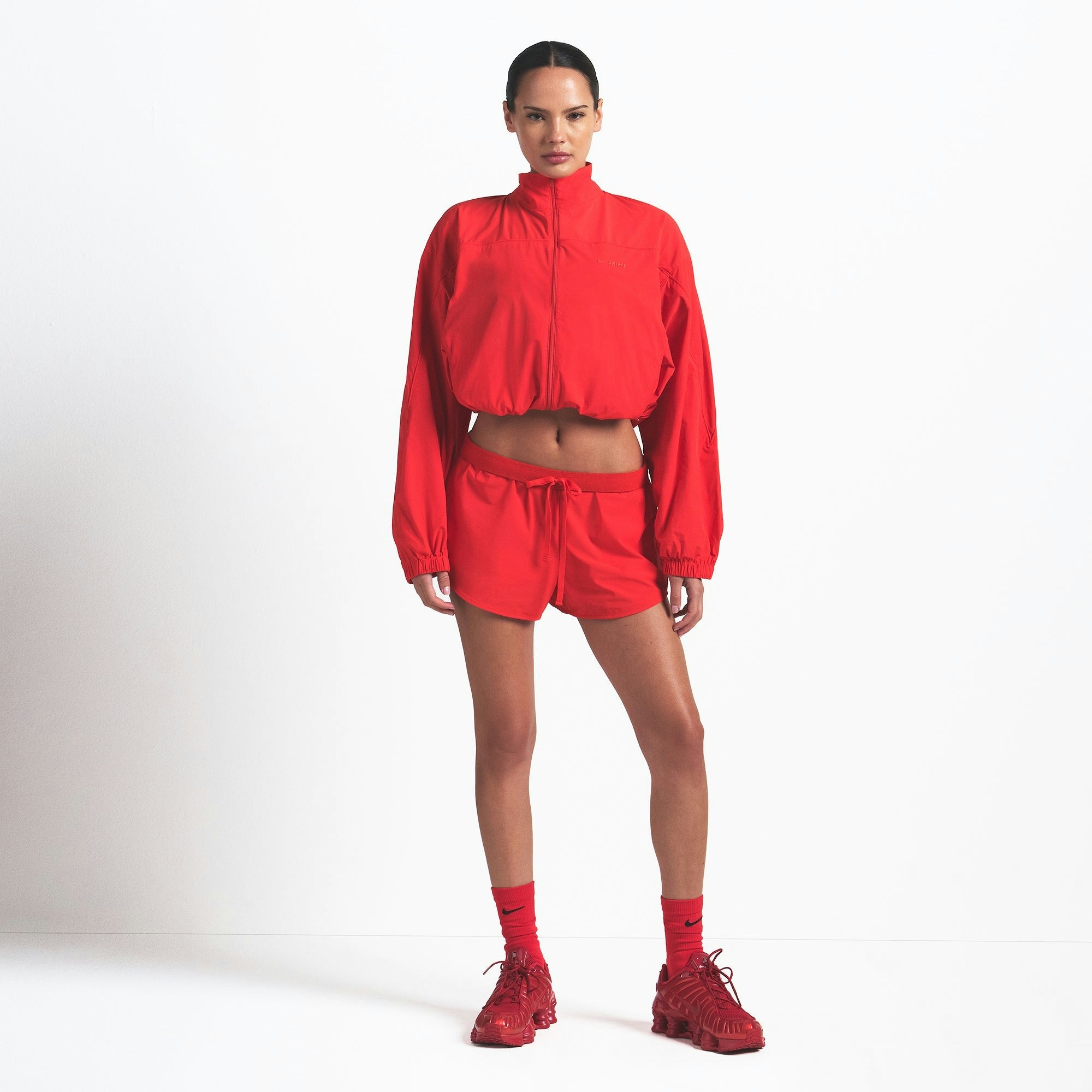 Skims Nikeskims Woven Nylon Crop Jacket Ruby