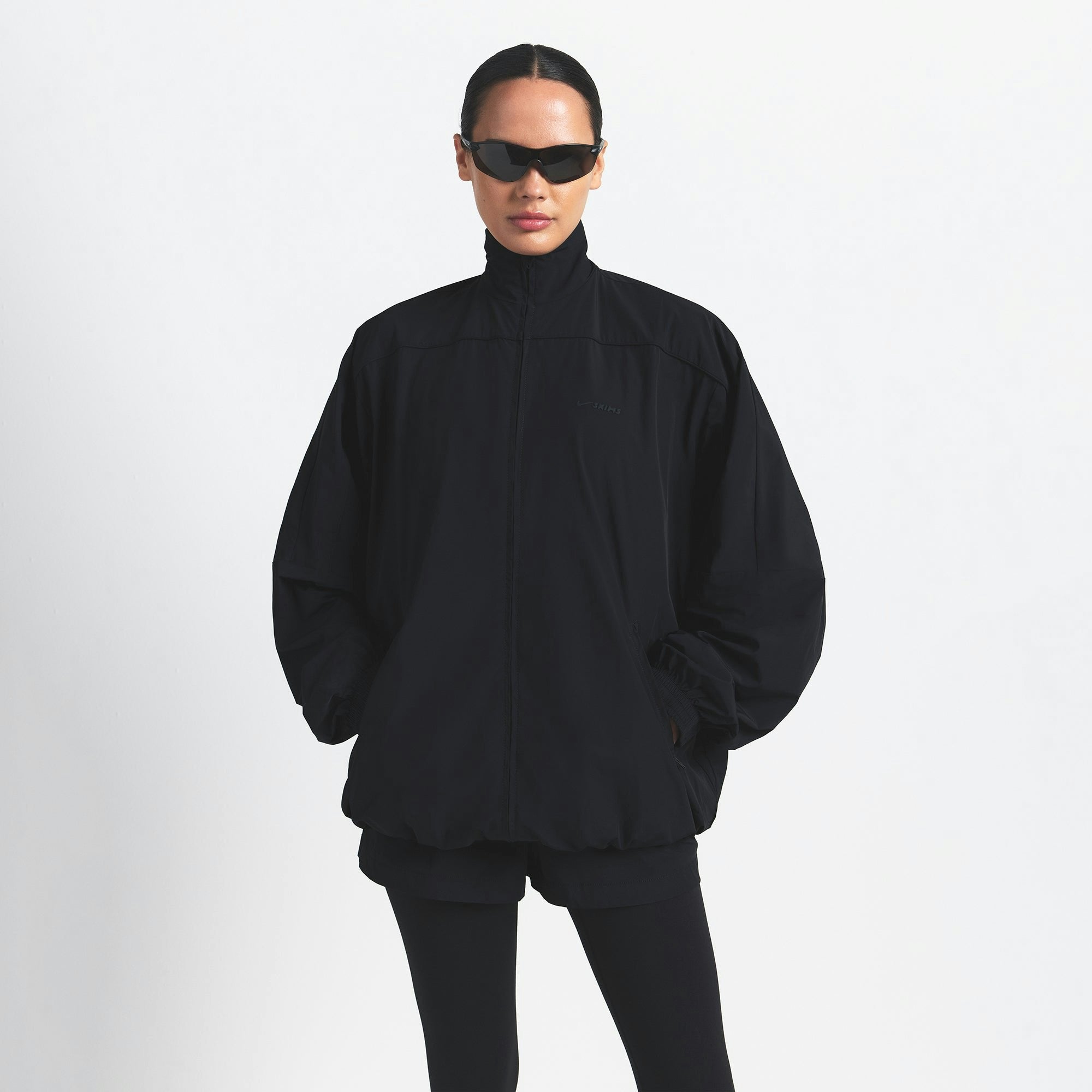 Skims Nikeskims Woven Nylon Oversized Track Jacket Obsidian