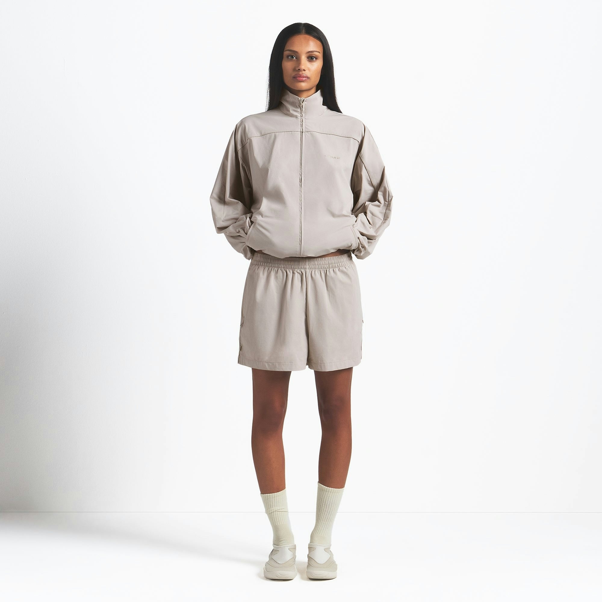 Skims Nikeskims Woven Nylon Oversized Track Jacket Stone