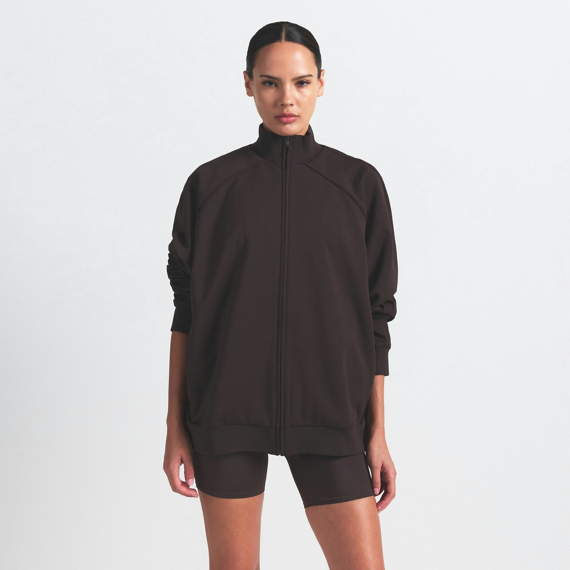 Skims Nikeskims Matte Tricot Oversized Track Jacket Dark Roast