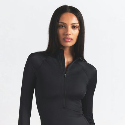 Skims Nikeskims Shine Long Sleeve Half Zip Obsidian