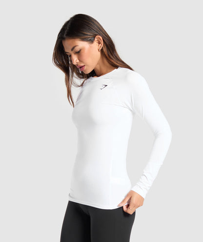 Women's Gymshark Training Baselayer Long Sleeve Top White