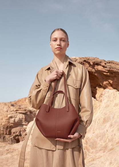 Polene Cyme Mini Textured Cognac
