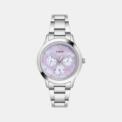 Timex Women Quartz Mother Of Pearl Dial Analog Stainless Steel Watch Tw000Q816-Ex
