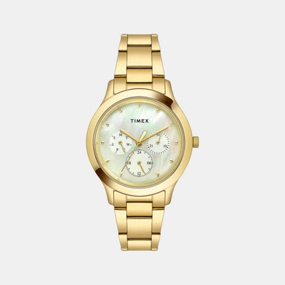 Timex Women Quartz Mother Of Pearl Dial Multi-Function Stainless Steel Watch Tw000Q818-Ex