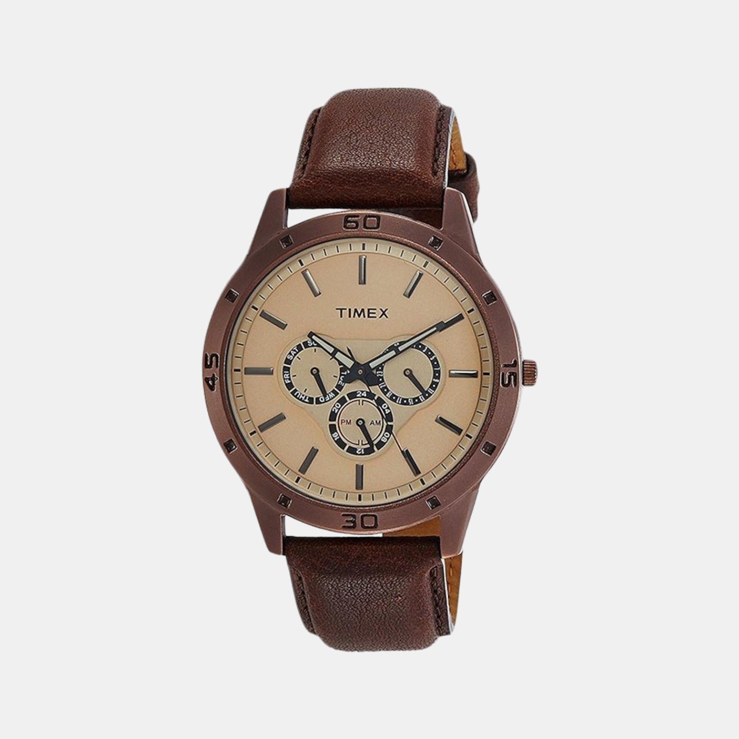 Timex Trendline Men Quartz Dial Multi-Function Leather Watch Tw000U915