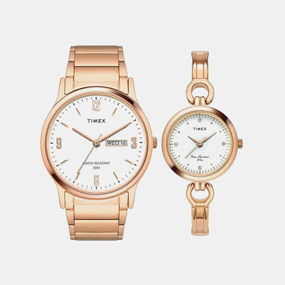 Timex Trendline Couple Quartz Dial Analog Stainless Steel Watch Tw00Pr263