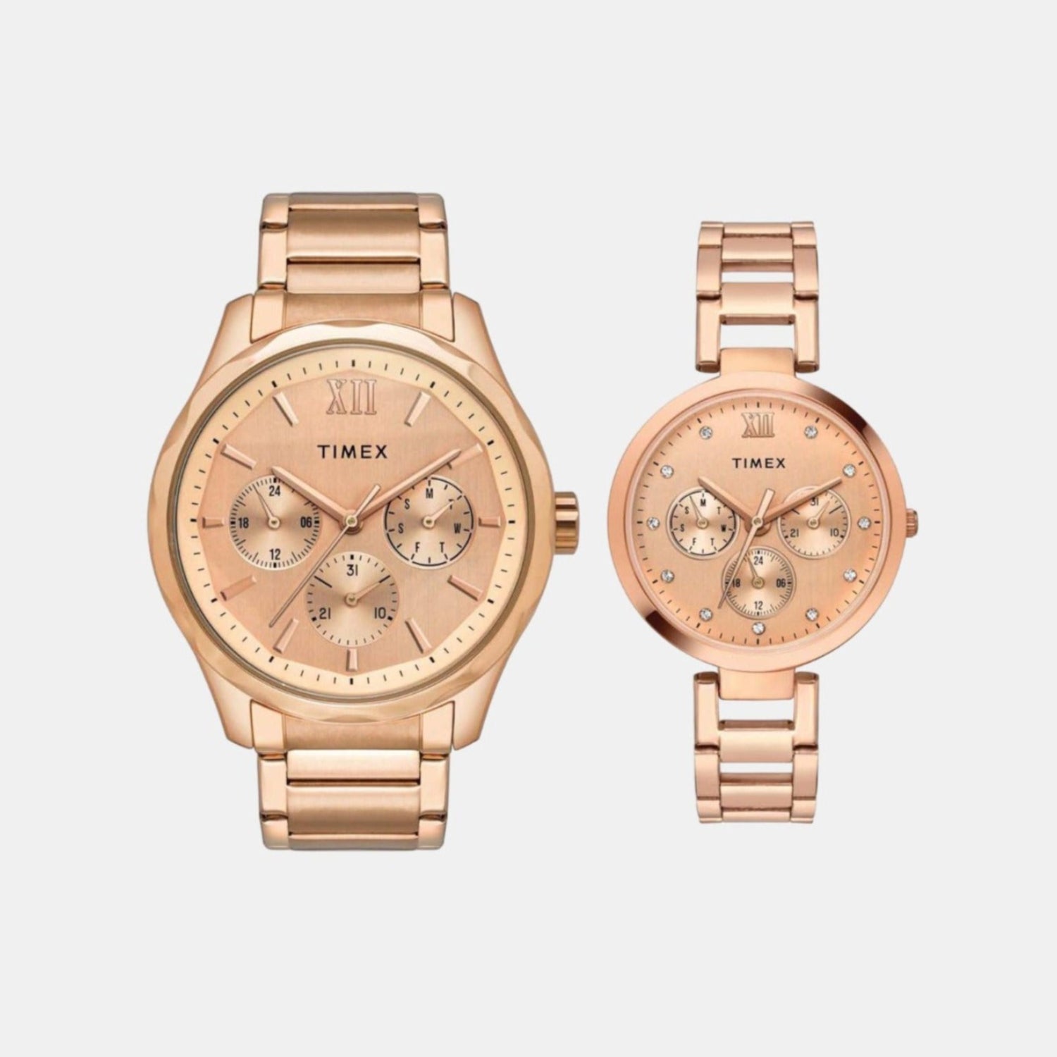 Timex Trendline Couple Quartz Dial Multi-Function Stainless Steel Watch Tw00Pr266