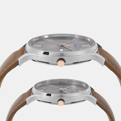 Timex Trendline Couple Quartz Dial Analog Leather Watch Tw00Pr300