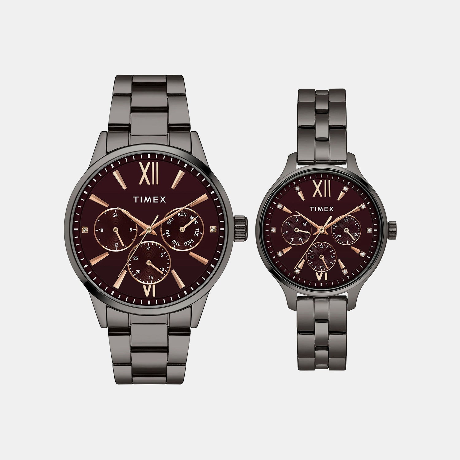 Timex Trendline Couple Quartz Dial Multi-Function Stainless Steel Watch Tw00Pr314