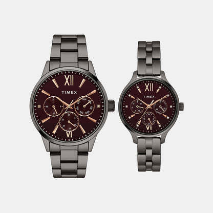 Timex Trendline Couple Quartz Dial Multi-Function Stainless Steel Watch Tw00Pr314
