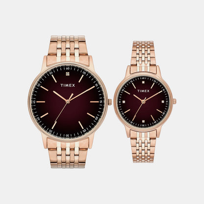 Timex Trendline Couple Quartz Dial Analog Stainless Steel Watch Tw00Pr328
