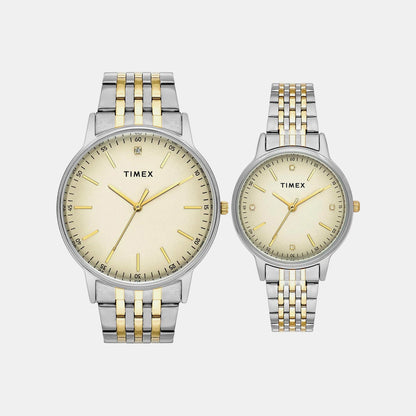 Timex Trendline Couple Quartz Dial Analog Stainless Steel Watch Tw00Pr329