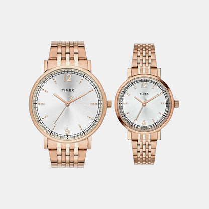 Timex Trendline Couple Quartz Dial Analog Stainless Steel Watch Tw00Pr338