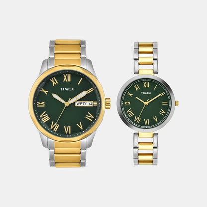 Timex Trendline Couple Quartz Dial Analog Stainless Steel Watch Tw00Pr340