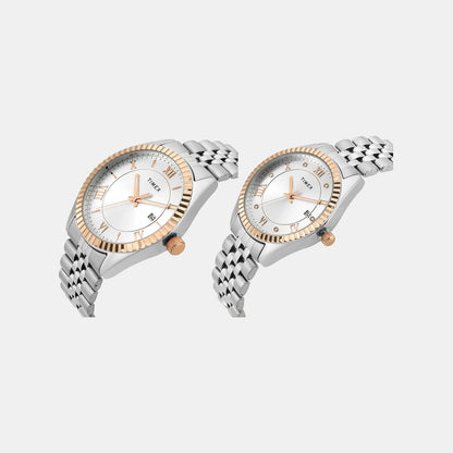 Timex Trendline Couple Quartz Dial Analog Stainless Steel Watch Tw00Pr343