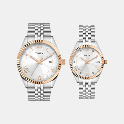 Timex Trendline Couple Quartz Dial Analog Stainless Steel Watch Tw00Pr343