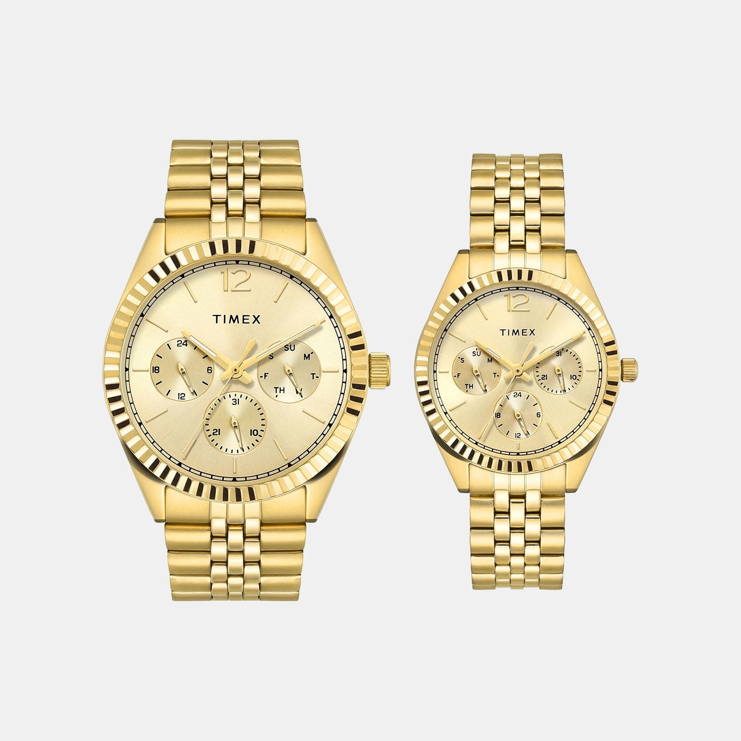 Timex Trendline Couple Quartz Dial Multi-Function Stainless Steel Watch Tw00Pr345